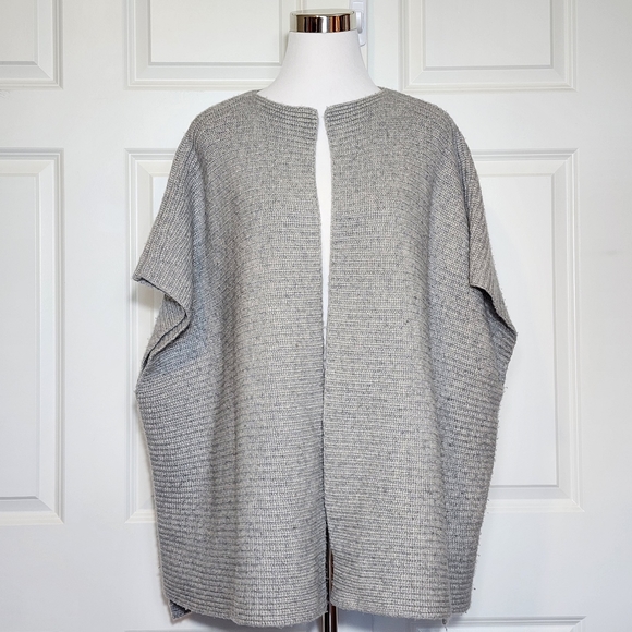 Michael Kors Open Front Ribbed 100% Cashmere Cardigan Pocho Sweater - Picture 1 of 11